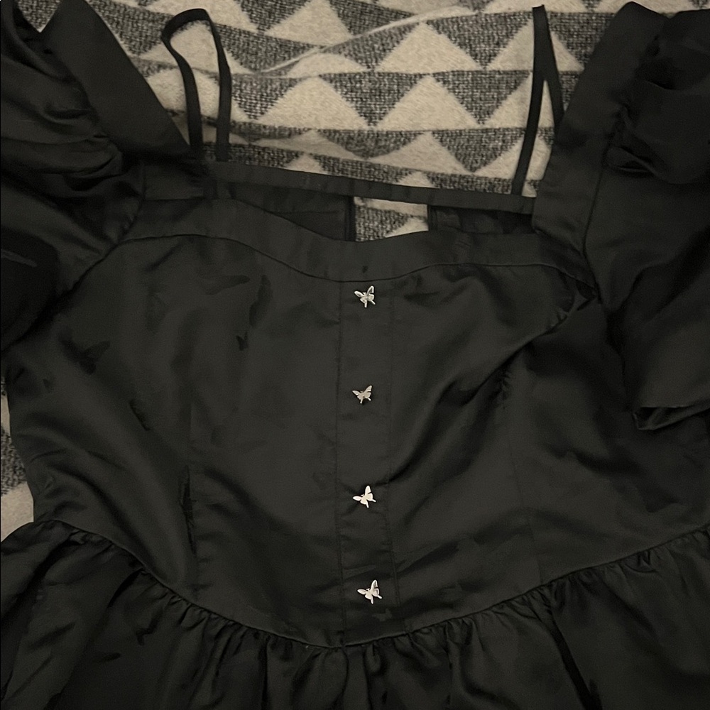 Elegant Black Mini Dress Goth Black Peacebird